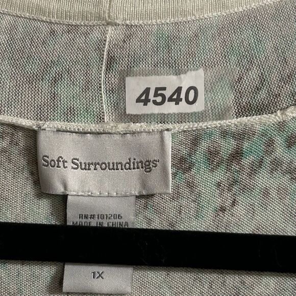 Soft Surroundings Green Speckled Abstract Open Front Cardigan Women’s 1X NWT - Picture 7 of 7